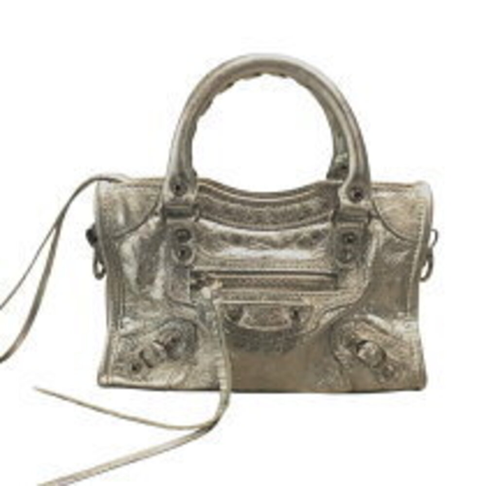 Balenciaga Le City metallic silver leather handbag